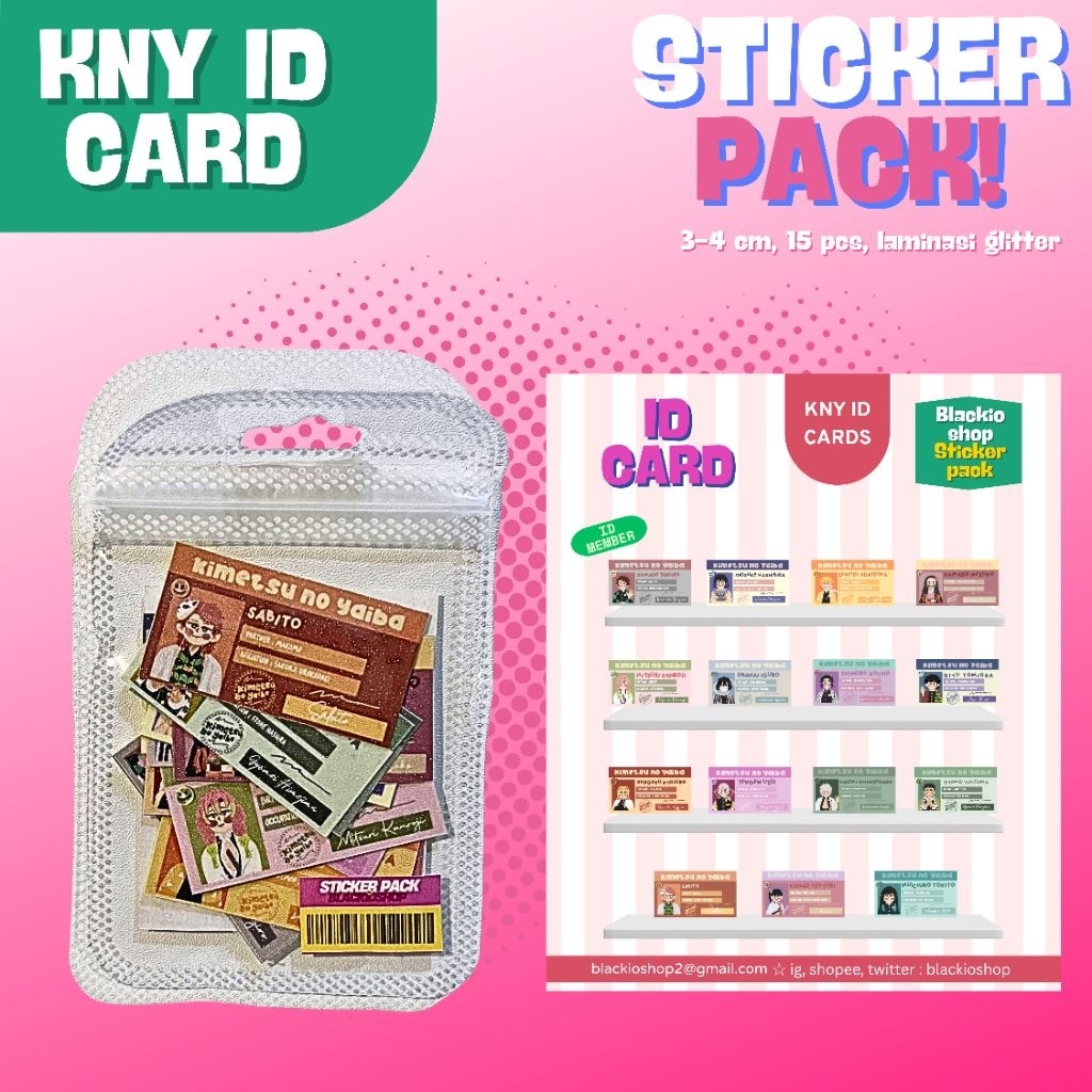 

KNY Id Card Glitter Sticker Pack Blackioshop | Sticker Lucu | Sticker Jurnal