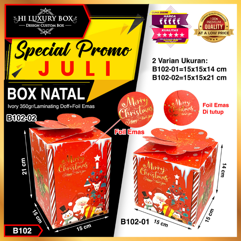 

Box Natal | Kotak Hampers |Toples 500gr|Dus Kue | Box Packaging|B102