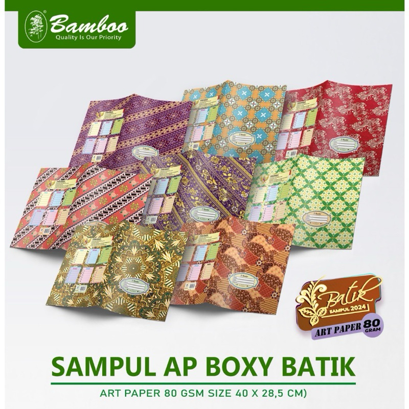 

Sampul Kertas Art Paper BAMBOO Ukuran Quarto 80 Gsm / Kertas Sampul BAMBO Batik Premium A5 Buku sidu 38 / Book Cover Batik Premium buku Kecil isi 20 Lembar
