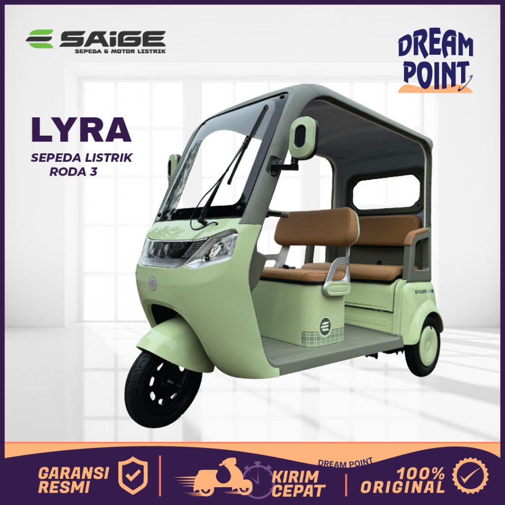 Sepeda Listrik Roda 3 SaiGe Lyra Mirip Mobil Bajai Roda Tiga Anti Air Listrik Terbaru 2025