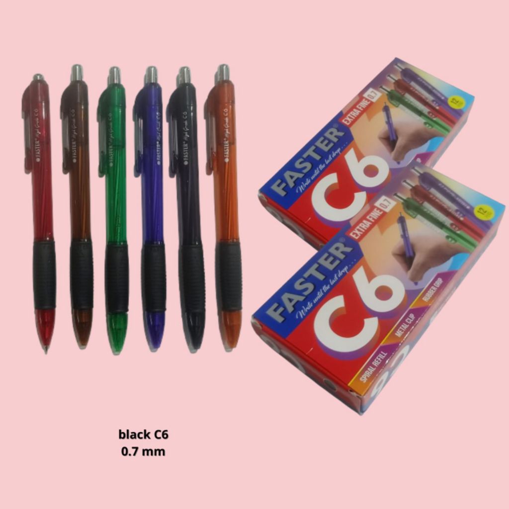 

BALLPOINT / PULPEN FASTER C6 ISI HITAM || PULPEN C6 0.7mm