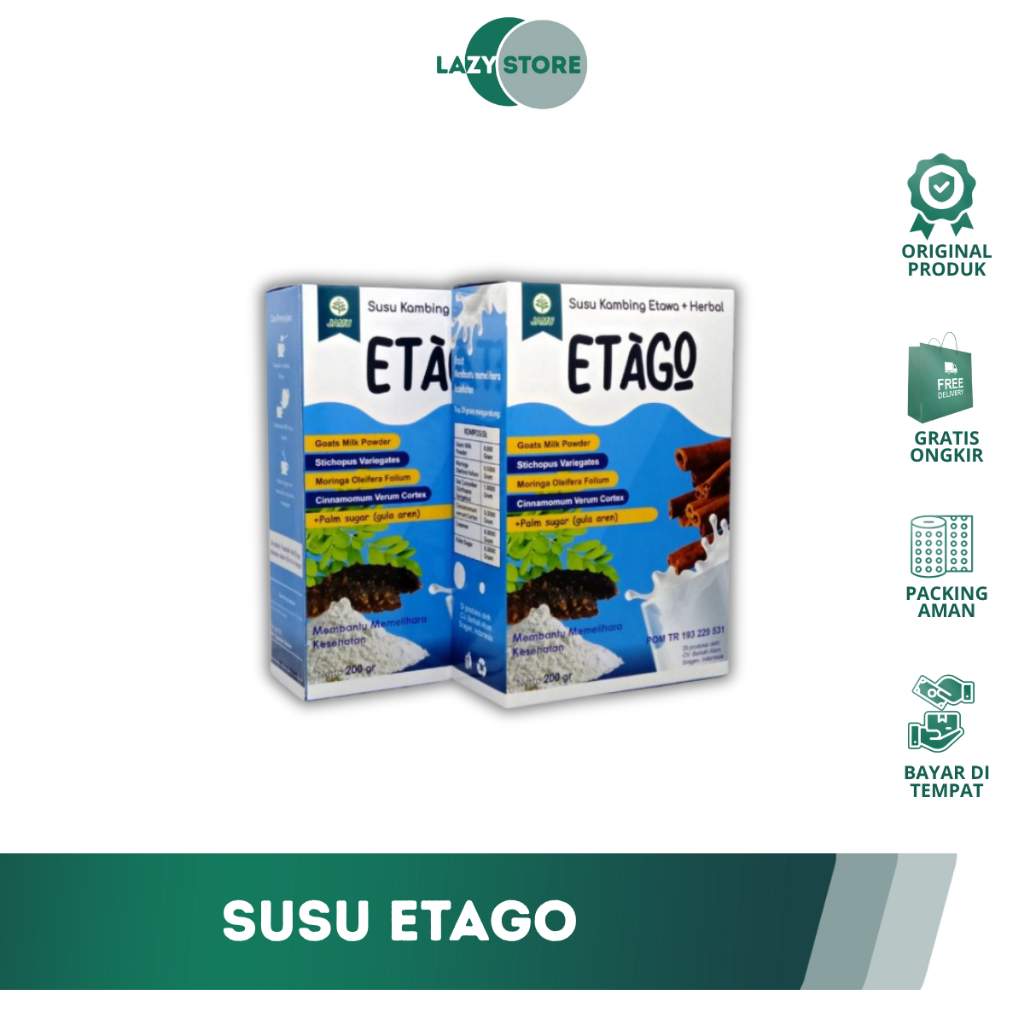 

ETAGO – susu kambing bubuk + daun kelor + gamat | original 100% | bergaransi