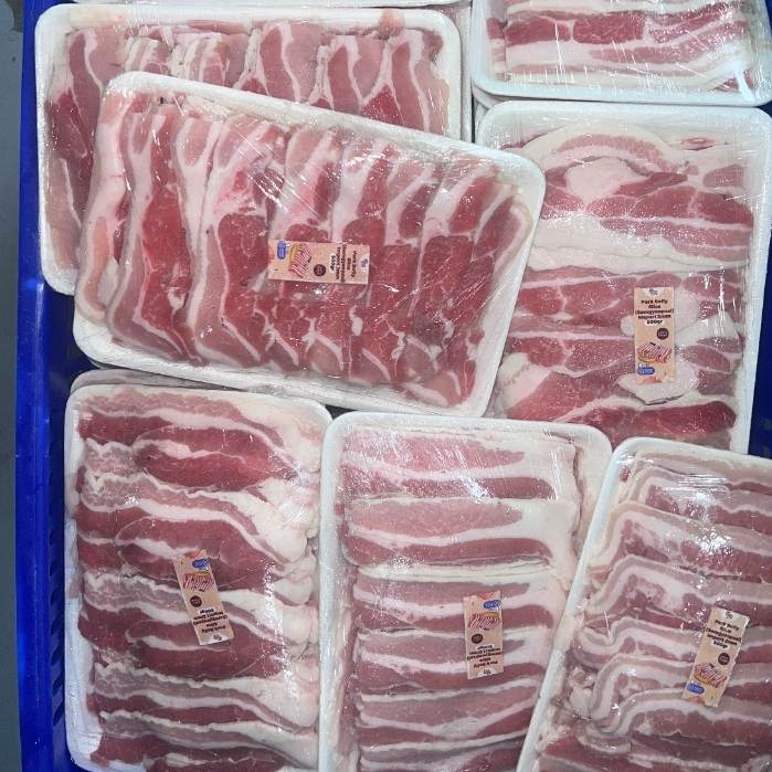 

Import Pork Belly Korean BBQ Premium Samgyeopsal Cut 2mm uk 500gram