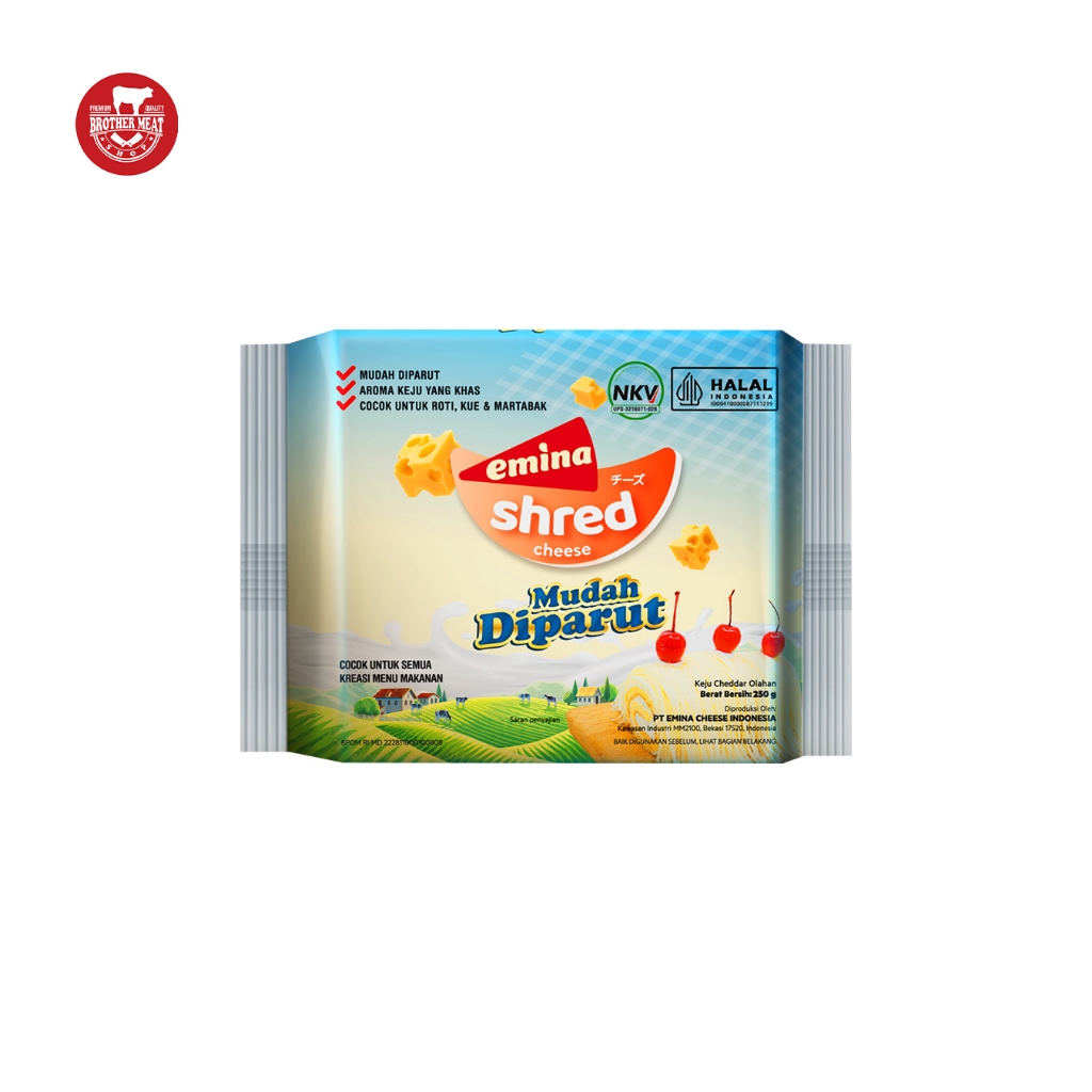 

Emina Shred Cheese Cheddar 250gr / Keju Cheddar Parut - Brothermeatshop