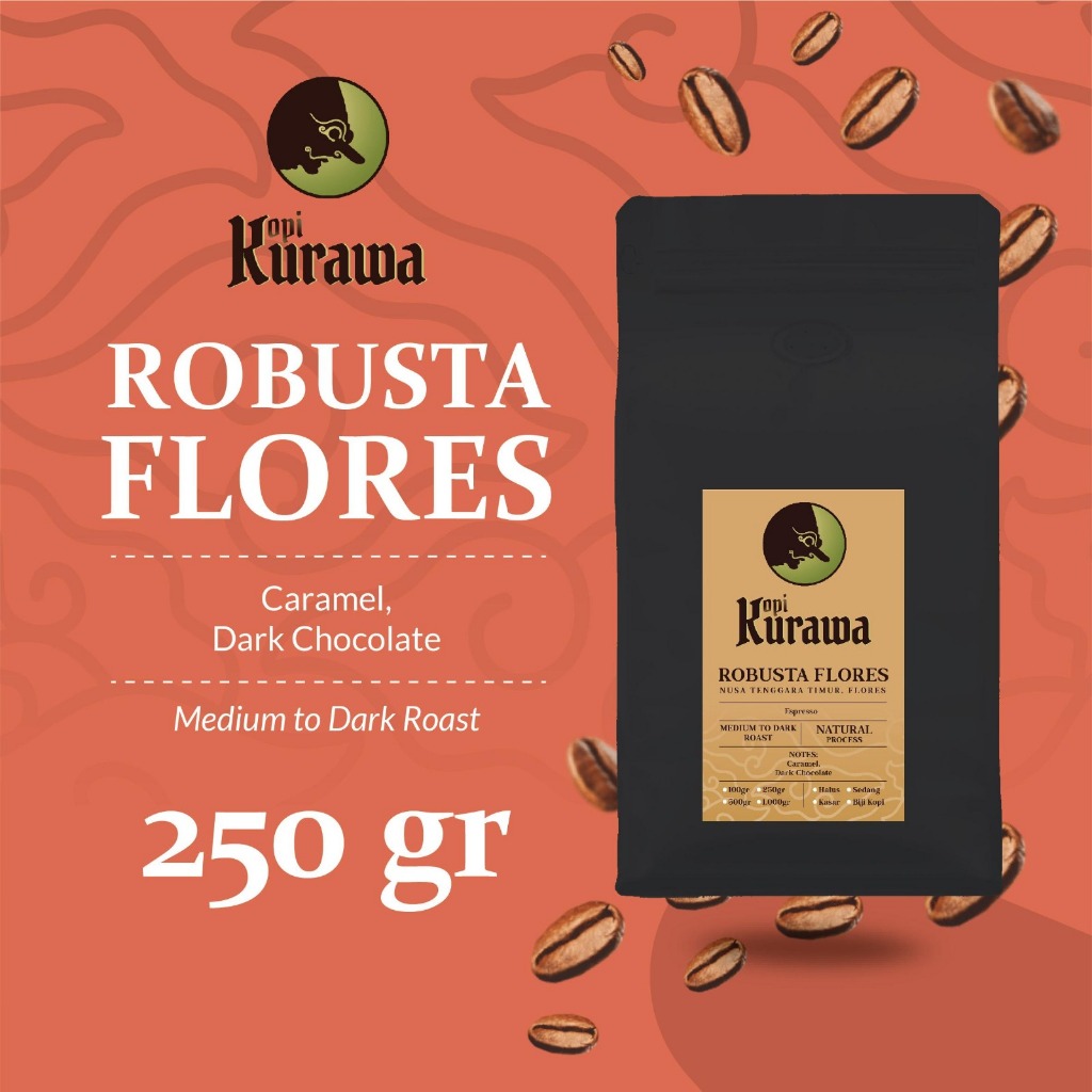

Kopi Robusta Flores Bajawa 250gr Coffee Bean Roasted Beans Biji Bubuk