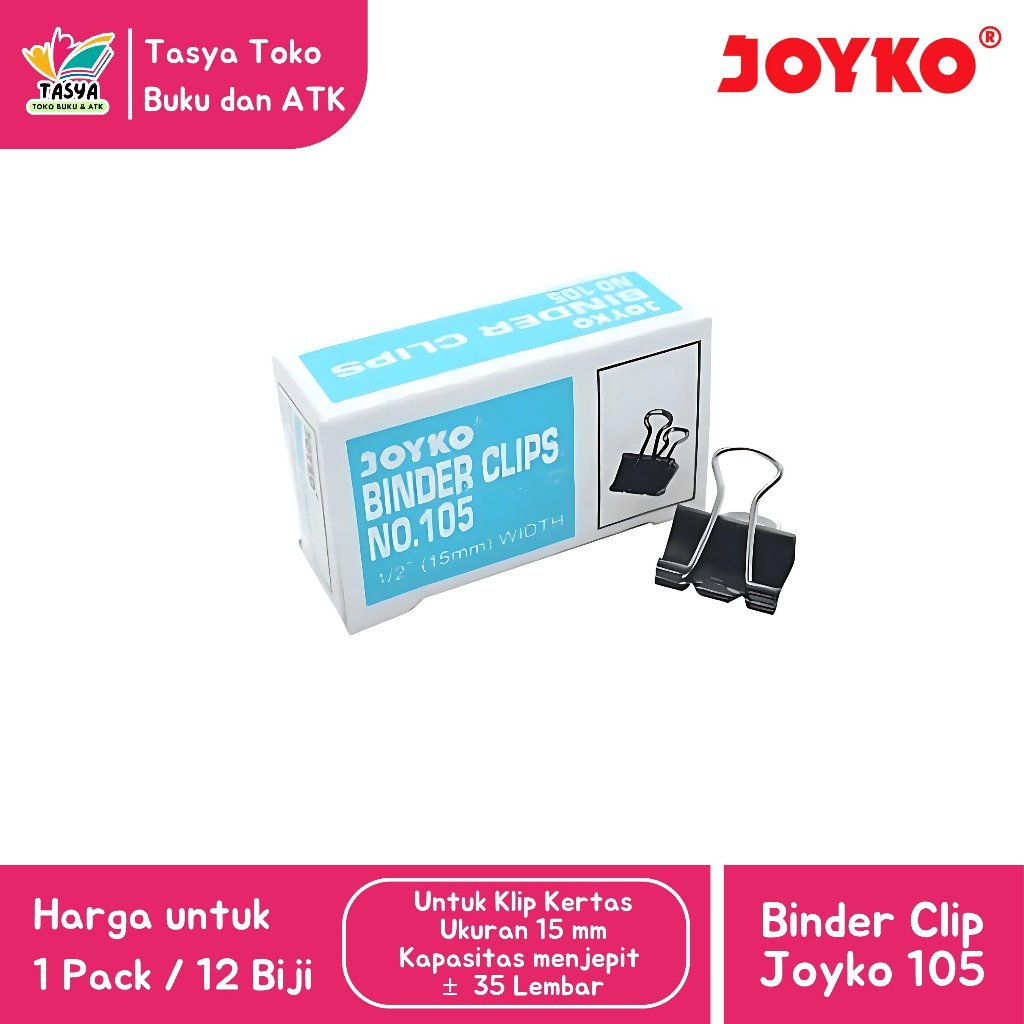 

(1 PACK / 12 PCS) Klip Penjepit Kertas / Binder Clip JOYKO Aneka Ukuran 105