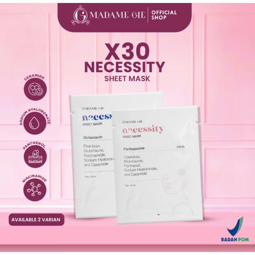 Sheet Mask MADAME GIE Necessity - Masker Perawatan Wajah | GLAM GIRL OFFICIAL