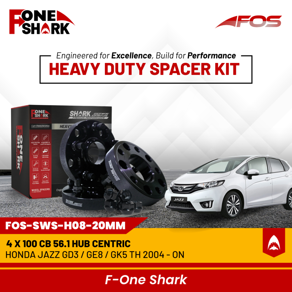 F-One Shark FOS Heavy Duty Wheel Spacer Adaptor Roda Velg Honda Jazz GD3 / GE8 / GK5 Th 2004 - ON Fo