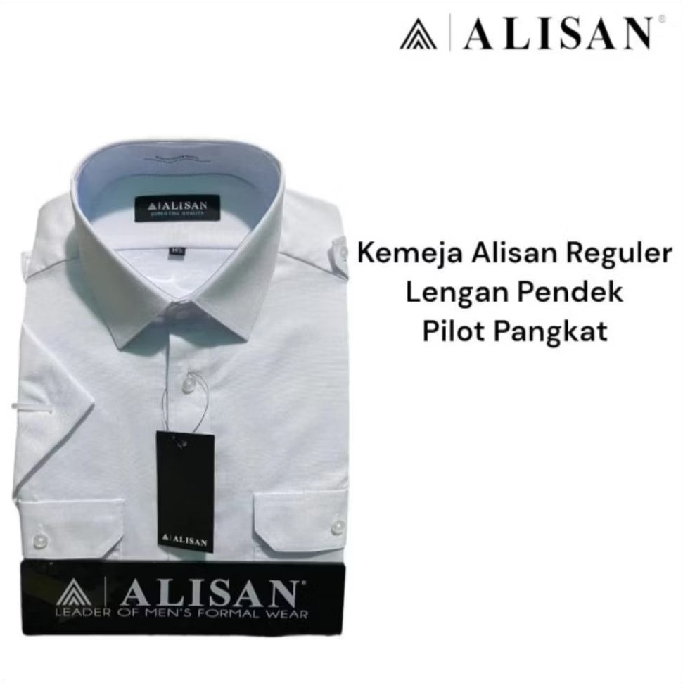 Kemeja Alisan Putih Kantong 2 / Pilot / Pangkat Oxford Lengan Pendek