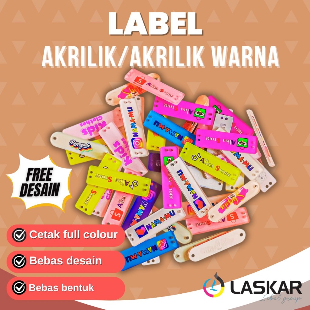 

label acrylic label hijab label pakaian label warna