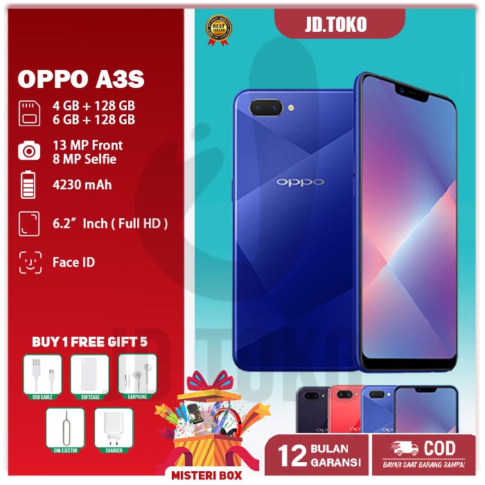 X61_ Hp Oppo A3S Ram 6/128 Gb, Garansi Distributor 4G Grosir Termurah
