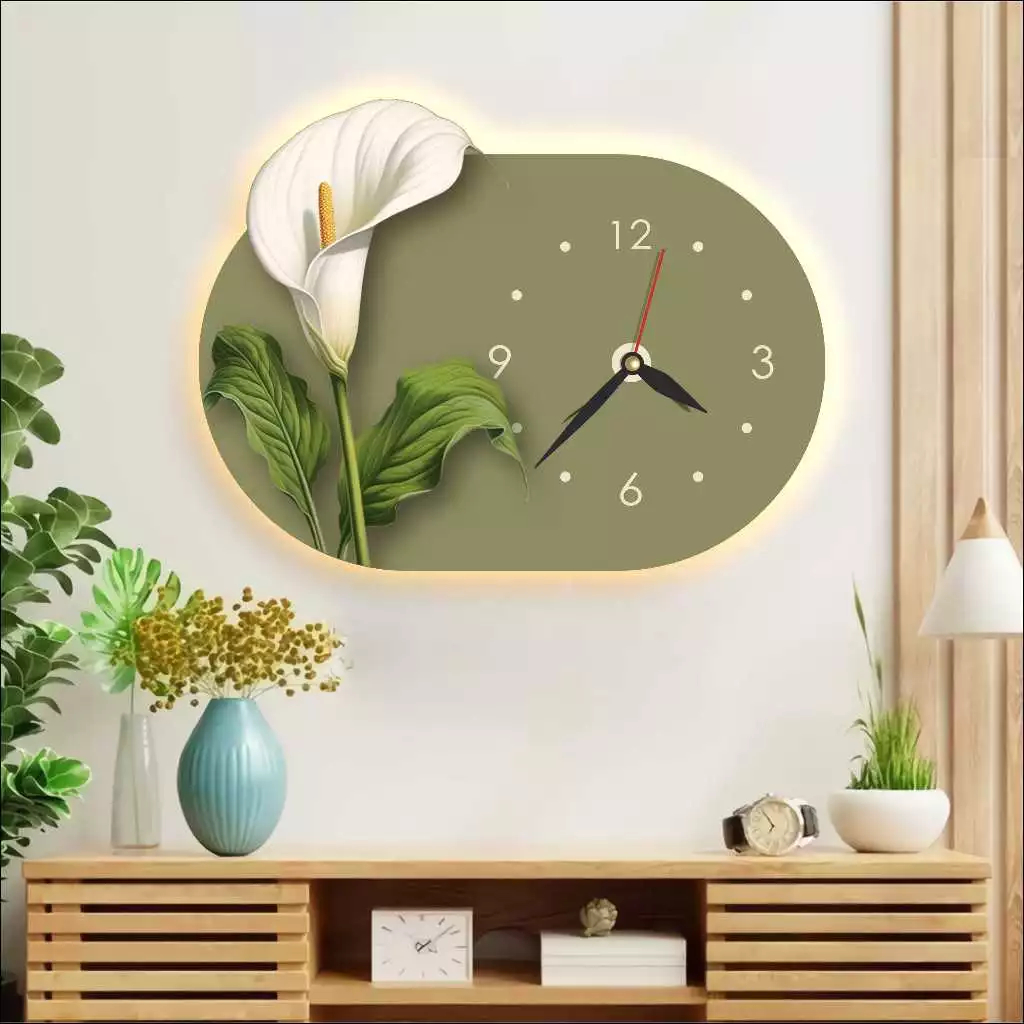 LED - Dekorasi Jam Dinding Bunga Motif Aesthetic Tempel Karakter Lucu Besar Untuk Ruang Tamu & Kamar