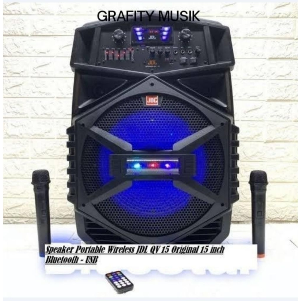 Speaker Portable JDL QV-15 15INCH PRO-SERIES BLUETOOTH MIC 2 WIRELES