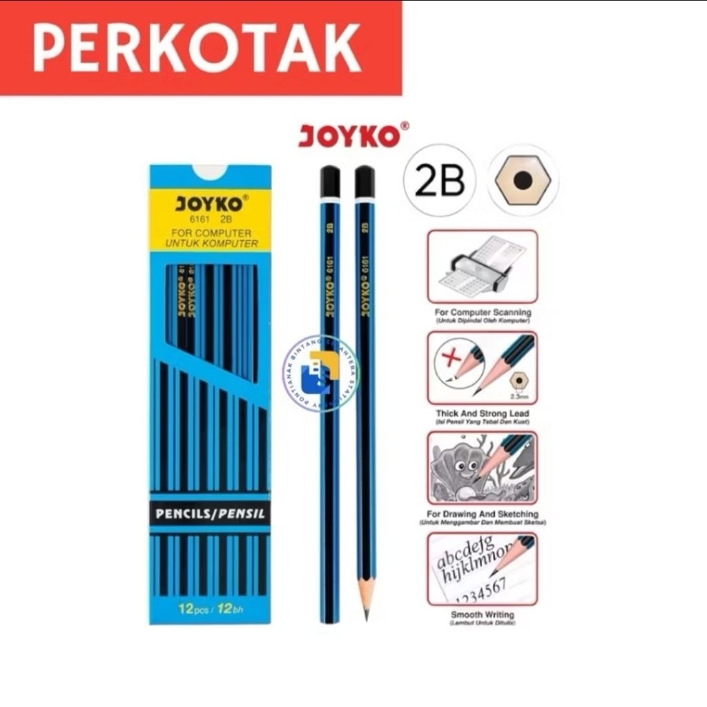 

12 Pcs - Pencil Pensil Joyko 6161 2B