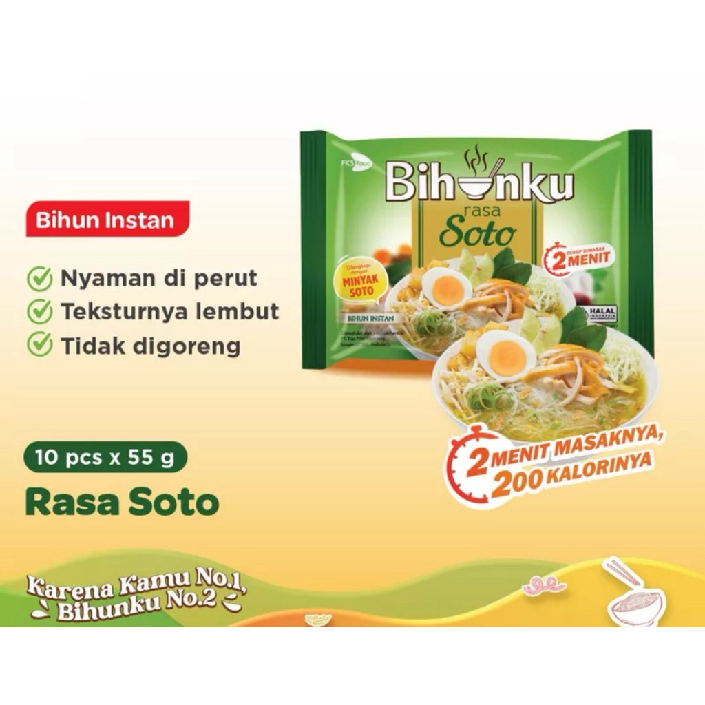 

Bihunku Soto Mie 5 pcs/Bihunku 55 gram Gluten - Free Sehat