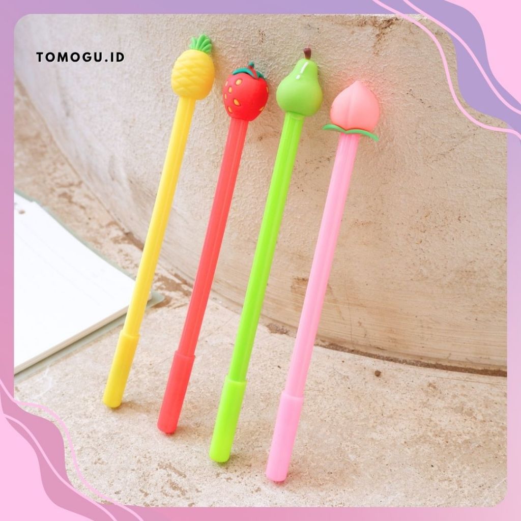

Pulpen gel bentuk karakter buah-buahan peach stawberry Pear nanas pena gel