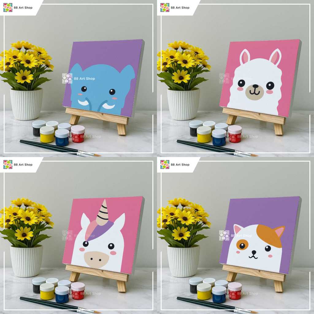

88 Art - 20x20 DIY Paint By Numbers Anak Paket Melukis Anak Painting Kit Paint By Numbers Animals DIY Painting By Numbers Hewan AN 1