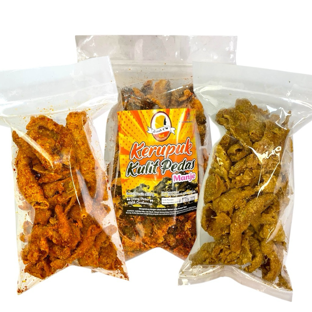 

Emak Cw - 3Pcs Keripik Kulit Paket Nage 82 ( Kulit Ayam Pedas Plastik, Kulit Ikan Patin Pedas Manje Plastik, Kulit Ayam Original Plastik )
