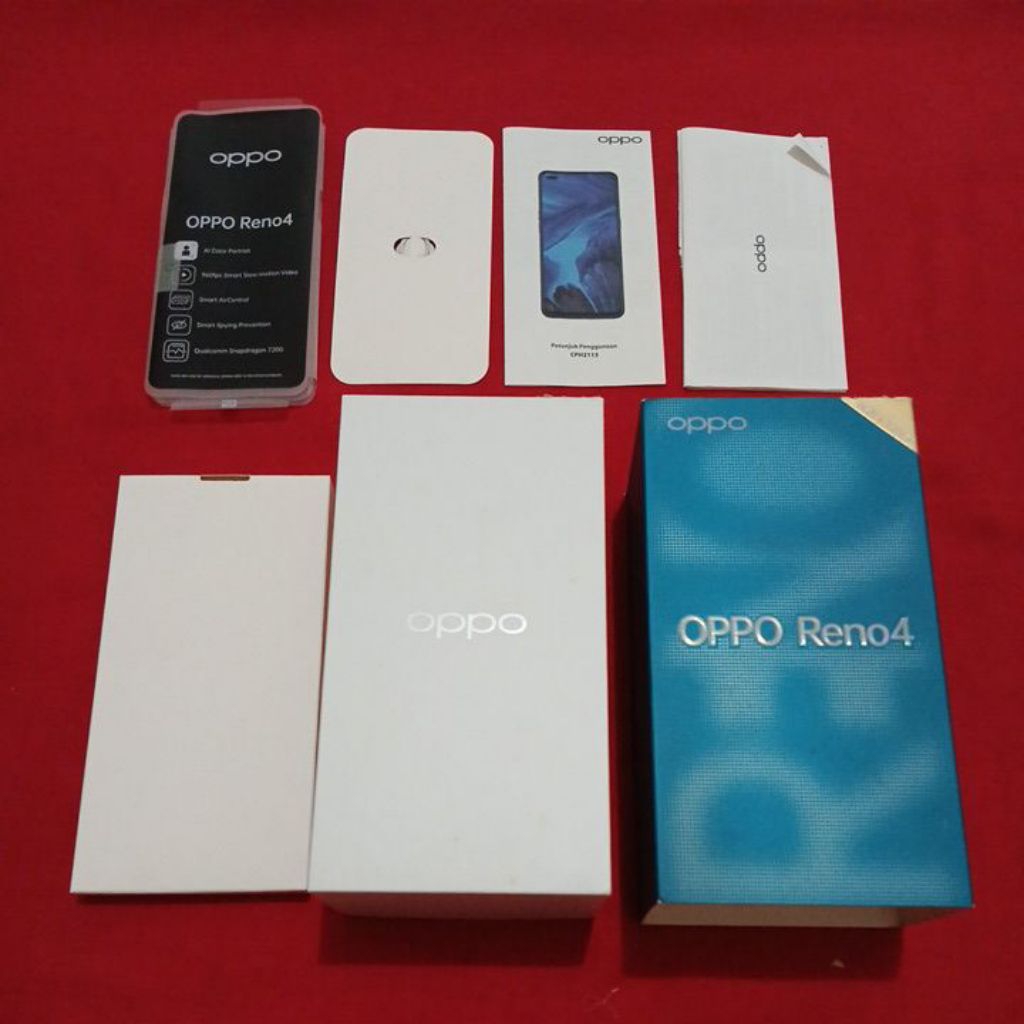 dus box oppo reno 4 original copotan lengkap manual book