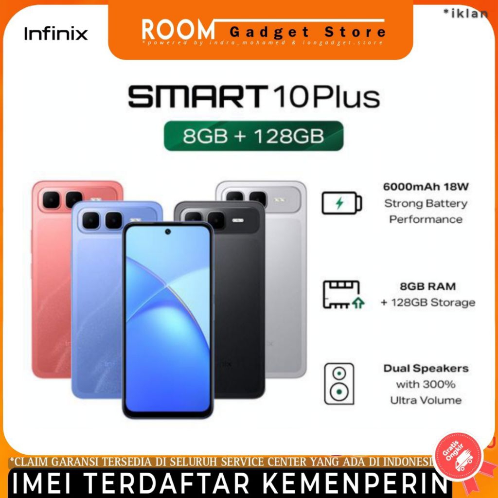 Infinix Smart 10 Plus 8/128GB -
Up to 16GB Extended RAM - 6.67 inch 120Hz

HD+ - T7250 - 6000 mAh