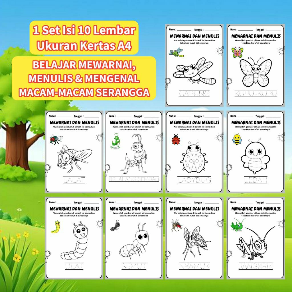 

LEMBAR BUKU / KERTAS MEWARNAI & MENULIS EDUKATIF ANAK ISI 10 LEMBAR