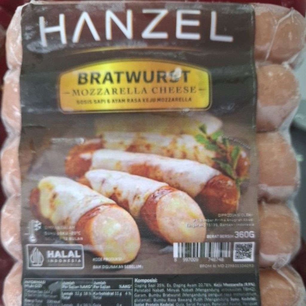 

SOSIS HANZEL BRATWURST MOZARELA 360G (ISI 5 )
