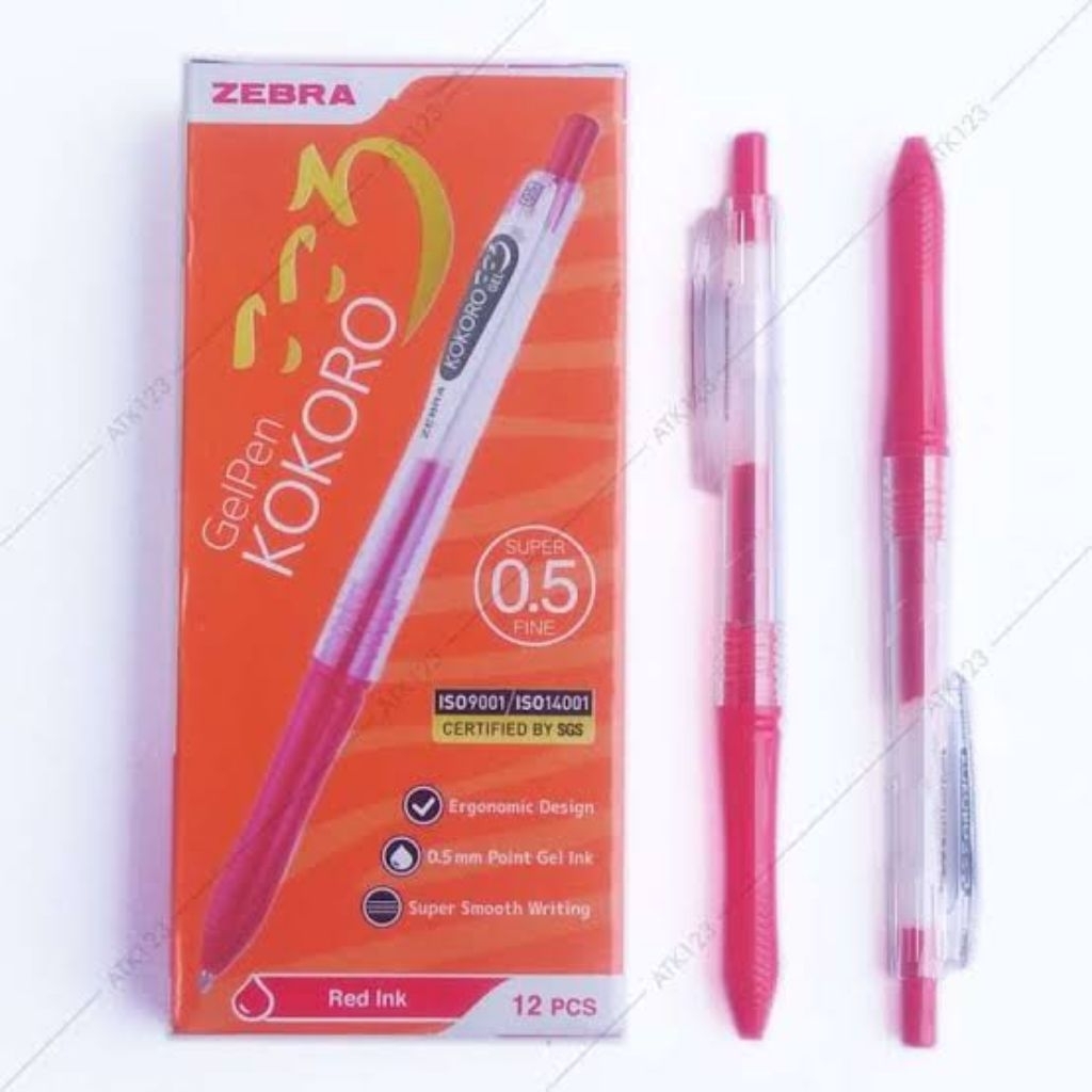 

zebra bolpoin gelpen kokoro hijau red Ink