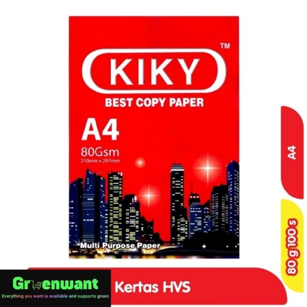 

Kiky Kertas Fotokopi A4 /80 Gsm 100's 210x297mm