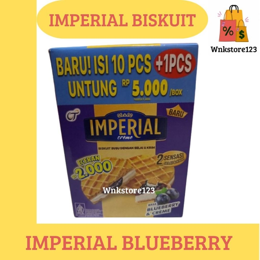 

Biskuit susu imperial OT rasa blueberry & creme 1box isi 10+1