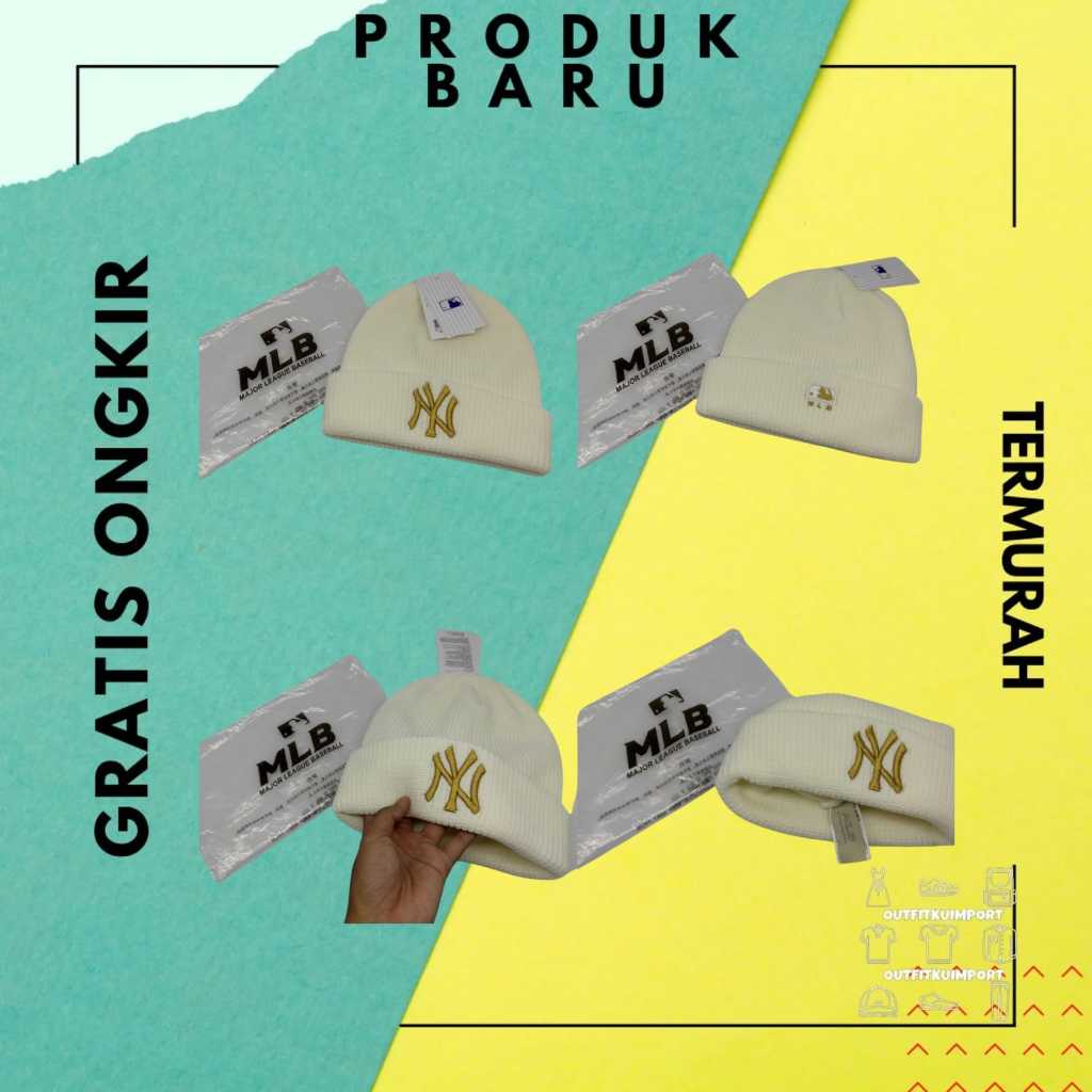 K-217 Topi Kupluk NY MLB White Logo Gold