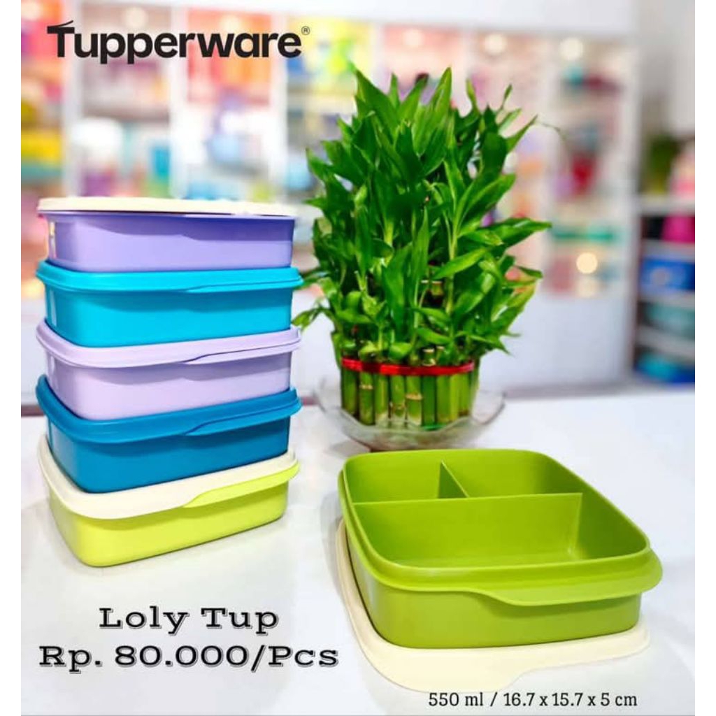 Lolly  tup Tupperware tempat makan bersekat