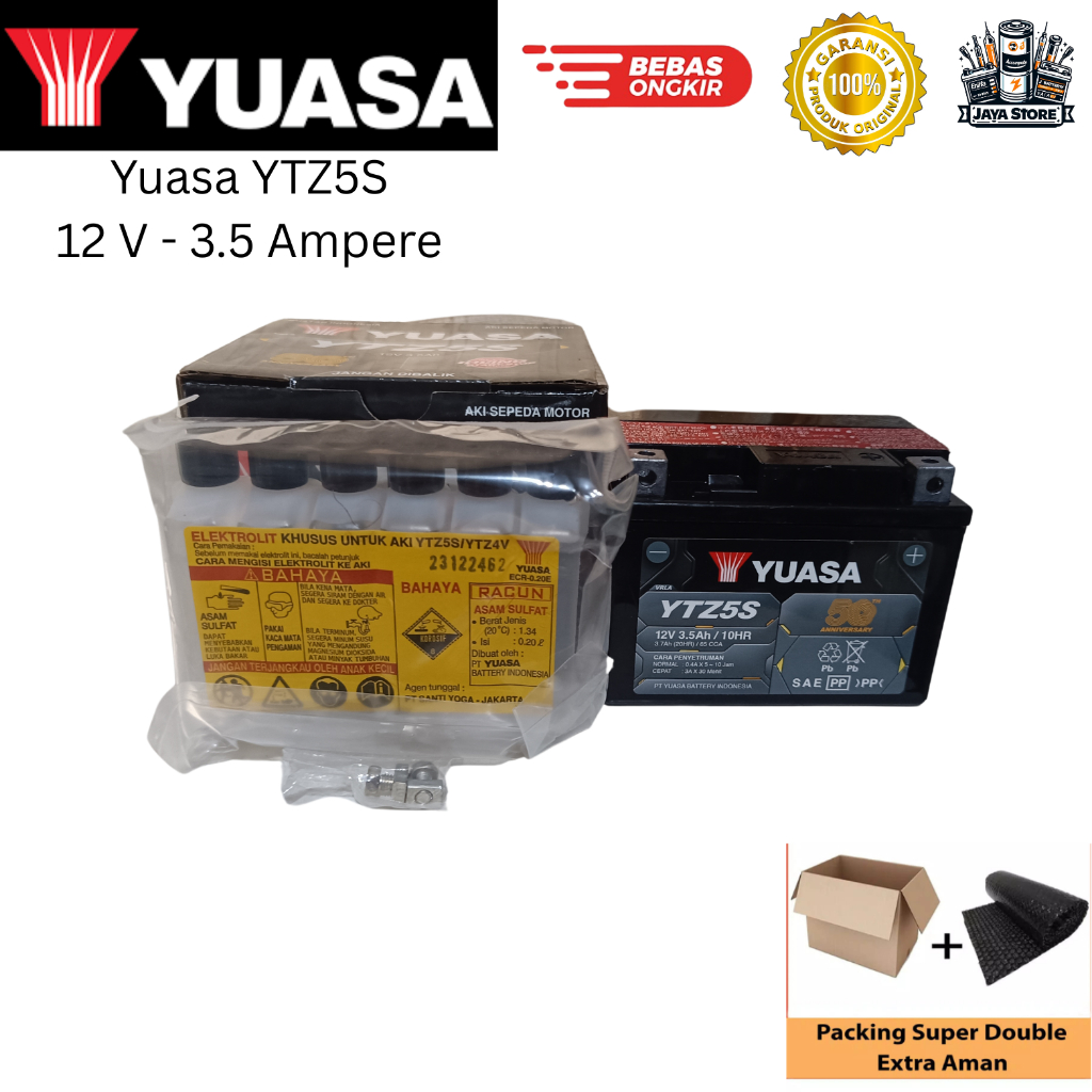 Aki Motor Honda Beat Fi Non ISS, Beat Karbu, Vario Techno 110, Vario Karbu YUASA YTZ5S