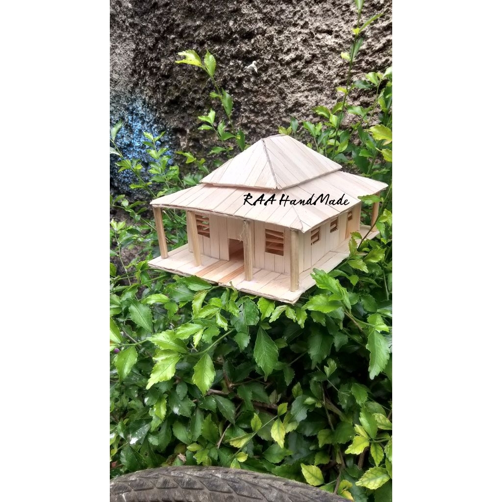 Miniatur rumah adat lampung stik eskrim LED