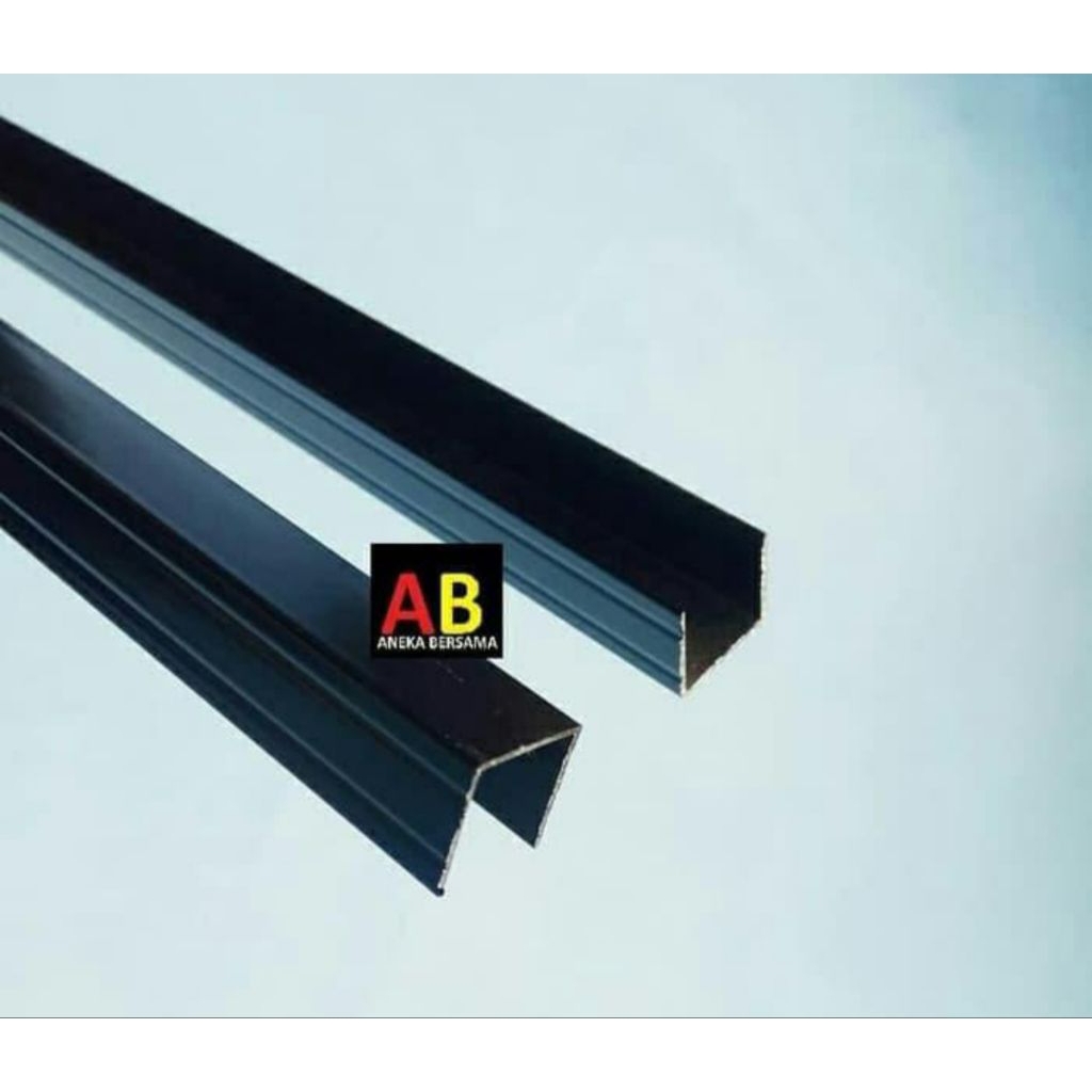 Lis U Aluminium 15mm x 15mm x 15mm black garis Panjang 199.5cm