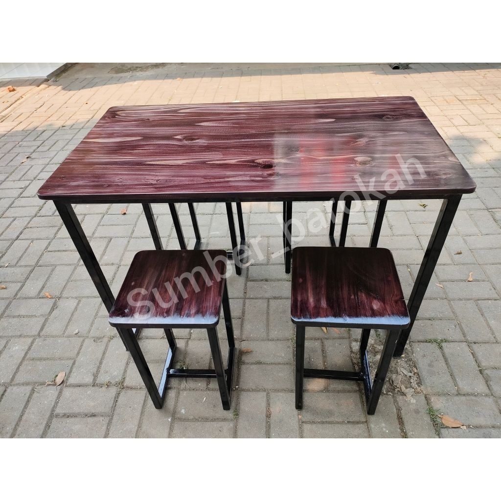 (001)set meja makan meja cafe meja warung cafe meja kursi (1meja 4kursi)