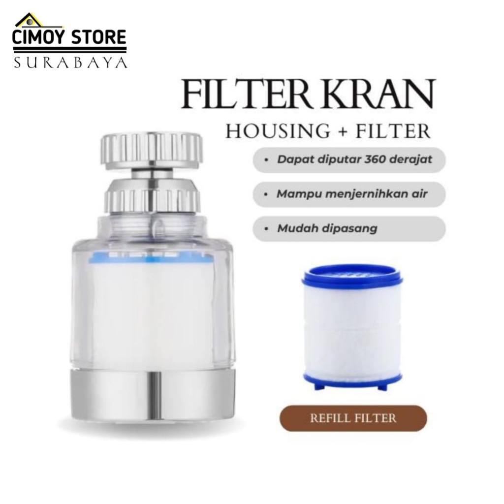 Filter Kran Air 360 Derajat + Refill | Penyaring Air Keran Anti Kotoran Lumpur Mudah Dipasang