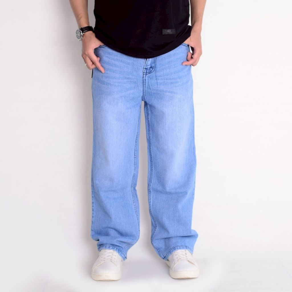 Celana Baggy Denim Celana Skena Pria Celana Gombrong Pria Celana Pria Denim Bio Wash