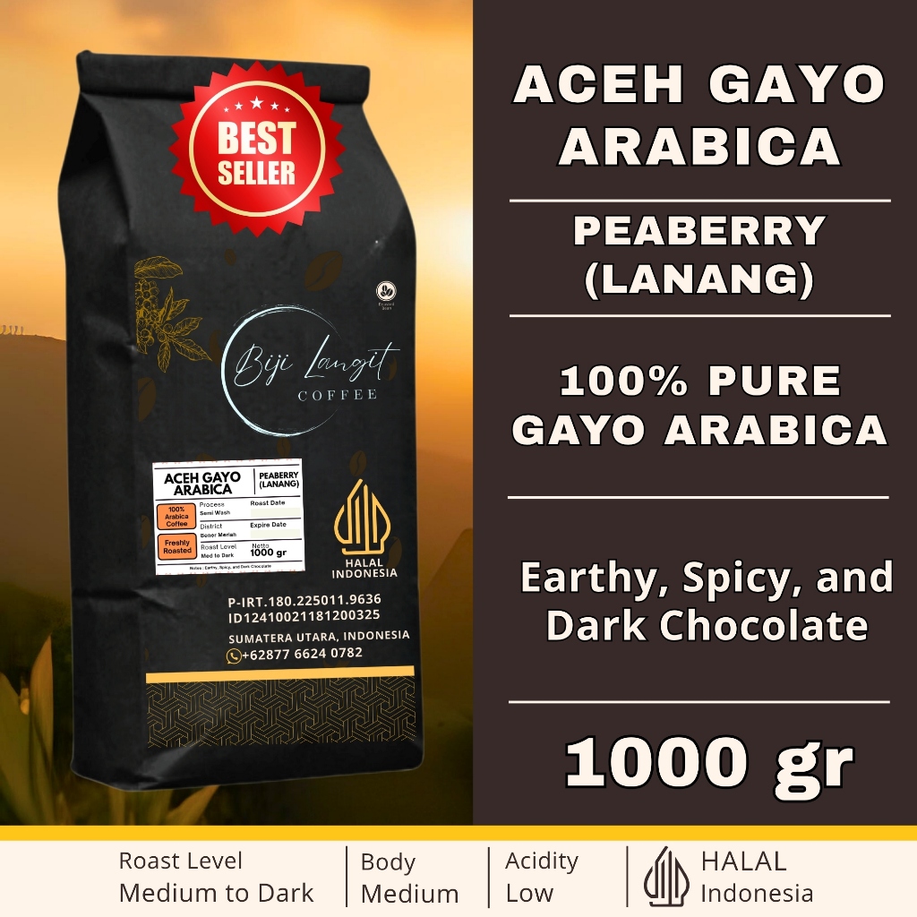 

1000-gram-Biji-Kopi-Aceh-Gayo-Arabica-Peaberry-Lanang-100%-Pure-Arabica-Coffee-Bean