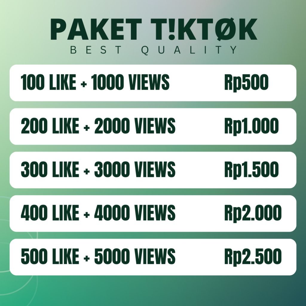 Beli Paket Tiktok Fyp Like View High Quality Premium