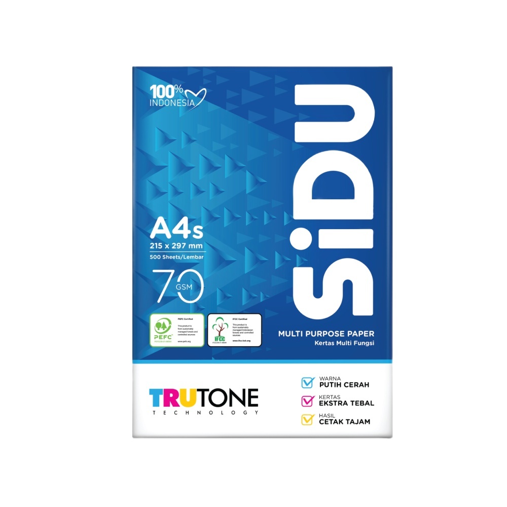 

HVS SIDU A4s 70GSM / KERTAS HVS/ KERTAS FOTOCOPY