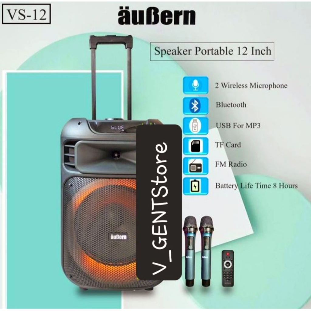 Aubern VS-12 Portable Speaker 12 inch Bluetooth USB