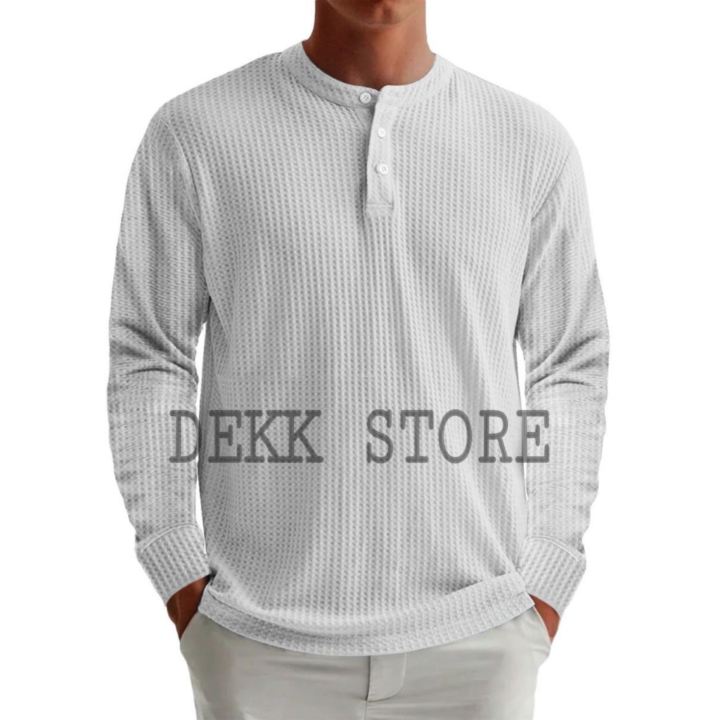 NAD ID KAOS WAFFLE KNIT LENGAN PANJANG/KAOS KANCING KNIT PRIA POLOS/KAOS WAFFLE KNIT TERLARIS