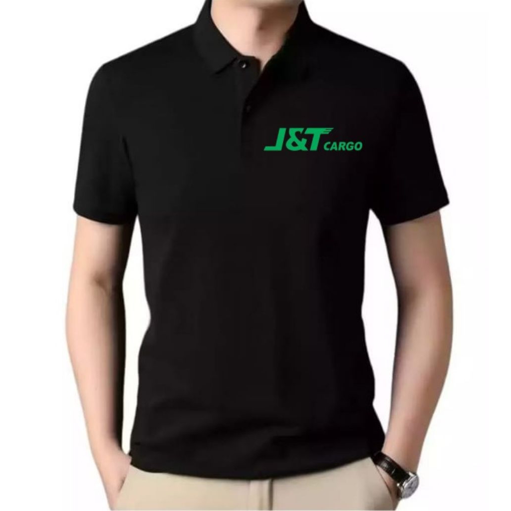 KAOS KERAH JNT CARGO PRIA DEWASA / KAOS JNT CARGO SABLON DEPAN SAJA