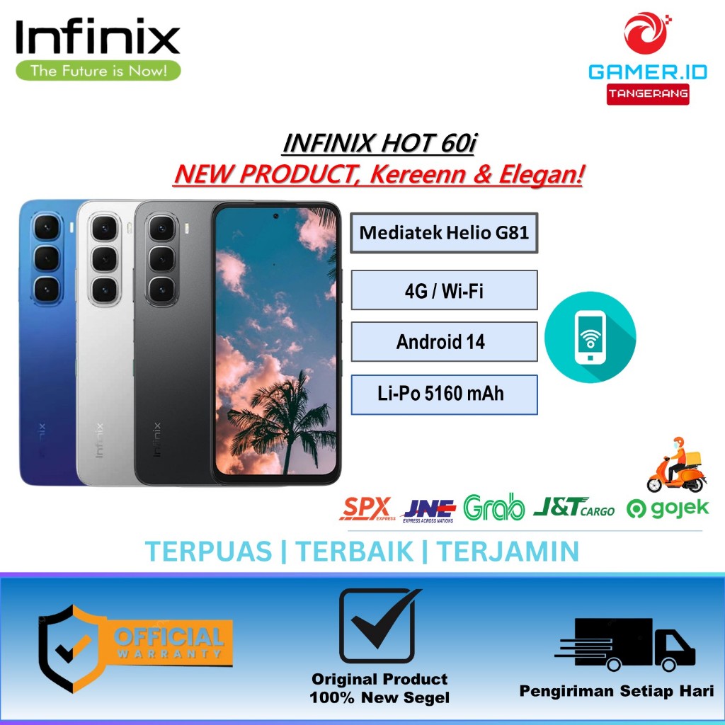 Handphone Infinix HOT 60i NFC 8GB 256GB Layar 120Hz - Garansi Resmi Indonesia