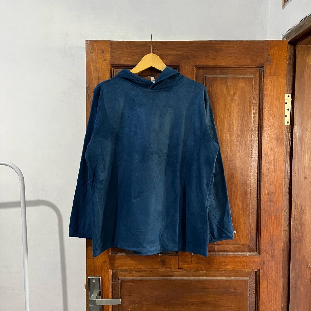 [L-XL] Uniqlo Fleece Cotton Hoodie - Blue