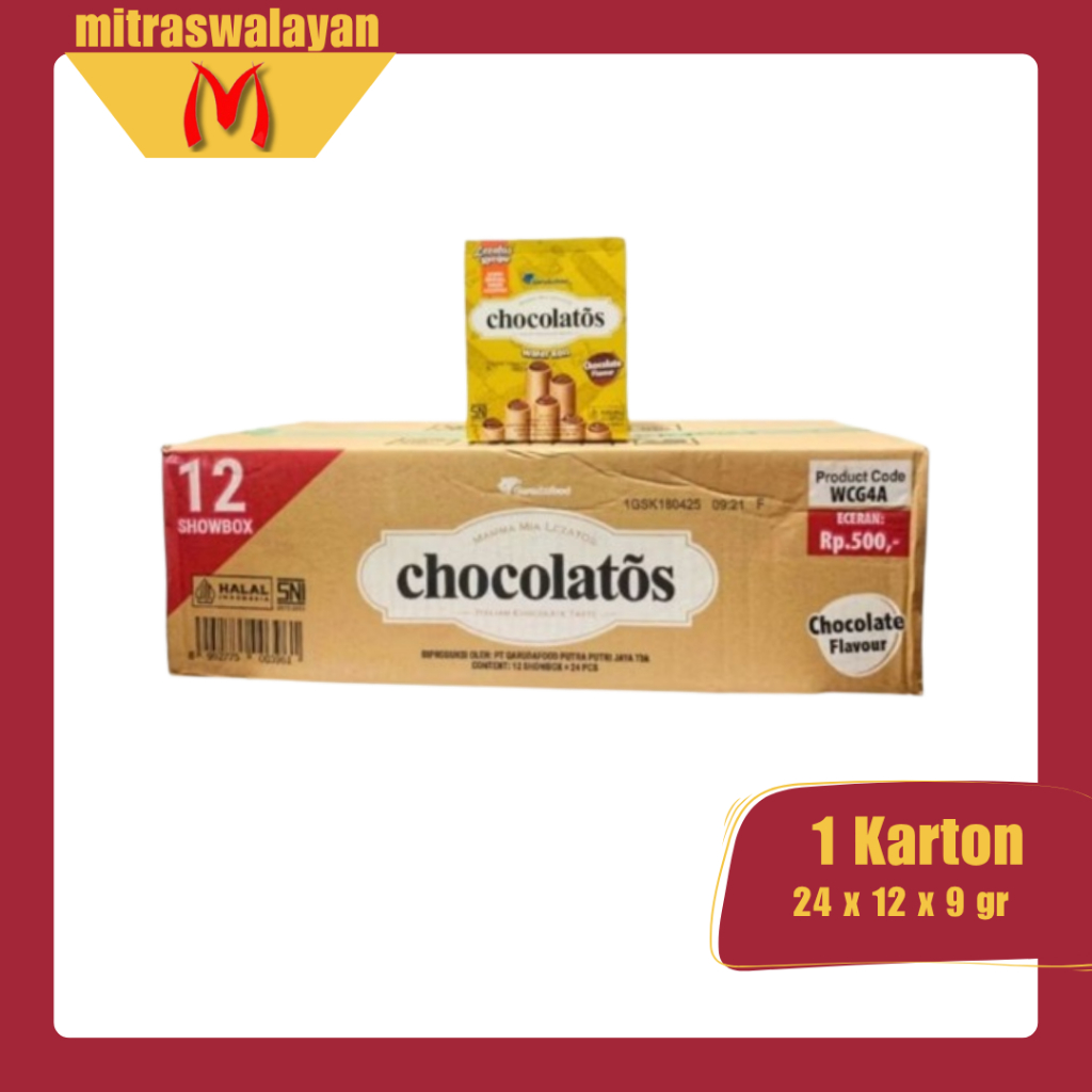 

CHOCOLATOS Wafer Roll 1 Karton isi 12 Box @9 gr