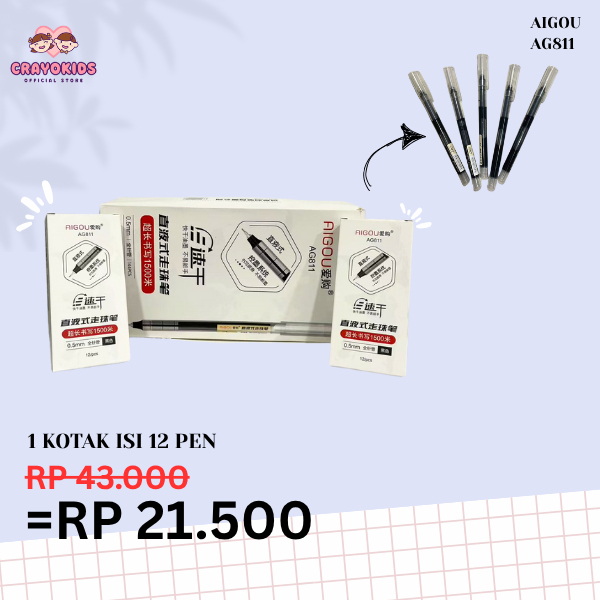 

CRAYOKIDS AIGOU AG811 Pulpen Gel 0.5mm – Cepat Kering & Tinta Halus