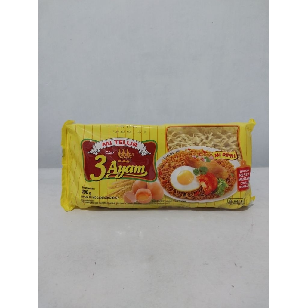 

Mie Telur Cap 3 Ayam 200gr