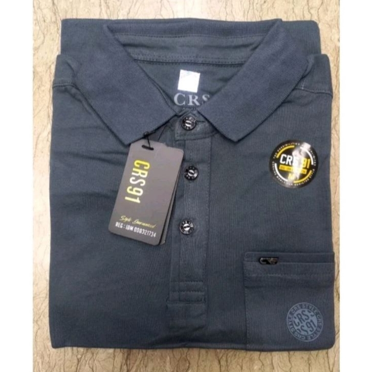 Kaos Kerah Fashion Pria CRS 91 Original Pakai Saku Kantong Kancing