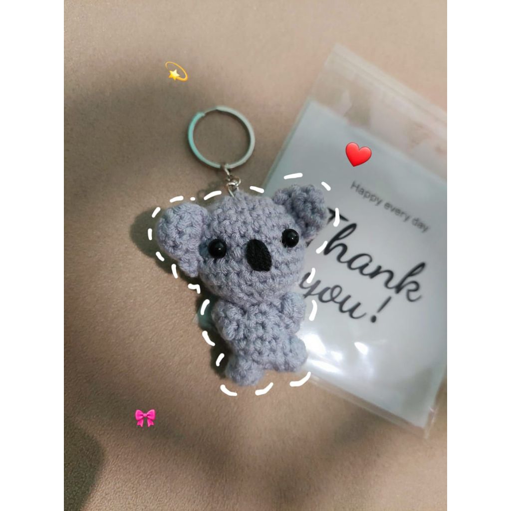 gantungan kunci lucu bentuk koala | mini koala keychain | crochet keychain | koala bag charm